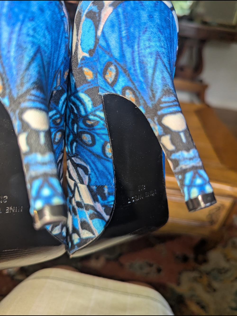 Nine West Blue Patterned Pointed-Toe Pumps - Picture 6 of 11